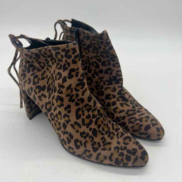 Stuart Weitzman Lofty Cheetah Print Ankle Boots Brown Black Womens Size 5 - Picture 6 of 14